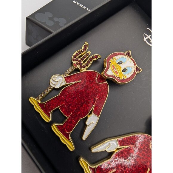 BAUBLEBAR x Disney Earrings Devil Donald Duck Enamel Rhinestones Halloween - Picture 2 of 8